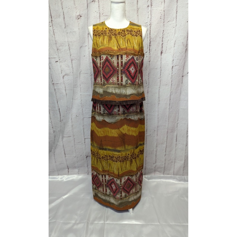 Bianca Nygard 2 Piece Set‎ Cowgirl Top w Fringe And Maxi Skirt Western Outfit 10